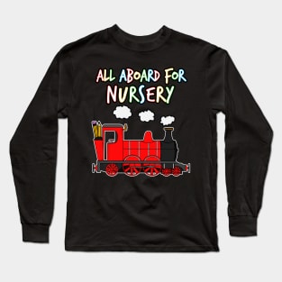 All Aboard For Nursery Steam Train (Red) Long Sleeve T-Shirt